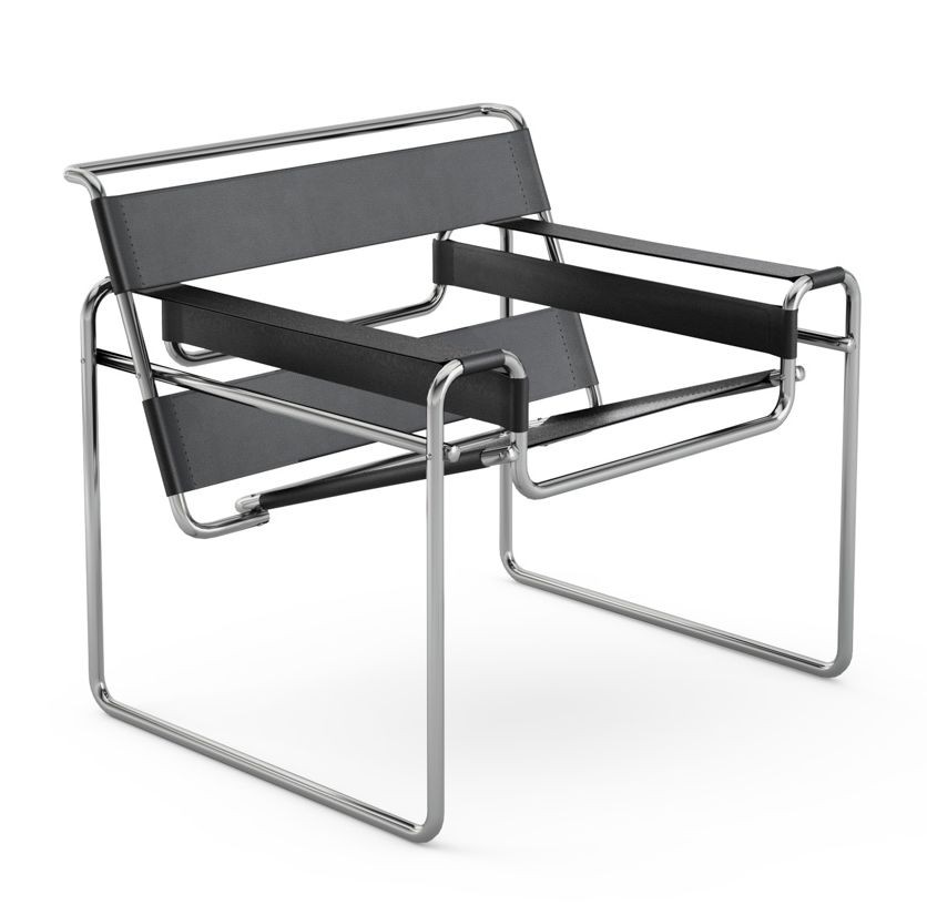 fauteuil wassily noir et chrome knoll marcel breuer