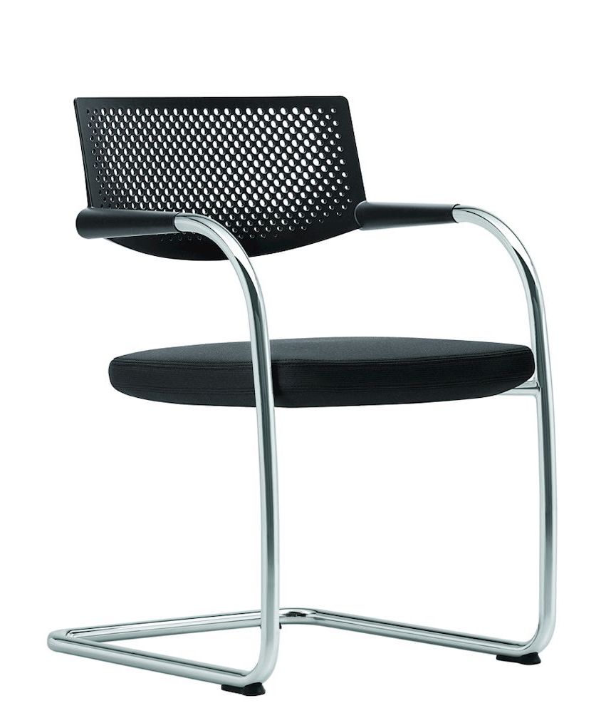 chaise visiteur visavis 2 assise noire et dossier noir pietment chrome vitra citterio